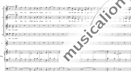Schäfer, Martina: I. Akt Kindheit und Jugend, Szene I.2. Im Dienst einer vornehmen Dame - Solo>Sop2/Ten/Bass+Chor>SATB+Ob+Org+Lt:10