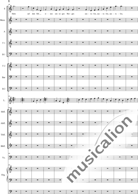 Schäfer, Martina: 4. Akt Auf dem Hasunger Berg - Solo>Sop/Alt/Ten+Chor>SSATB/TBBB+Bfl4+Vc+Org+Lt:8