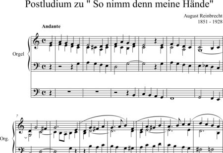 Reinbrecht, August: ''Take Thou my hand, O Father'' Postlude - Organ>wped:0