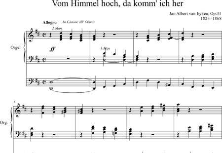 van Eyken, Jan Albert: Vom Himmel hoch - Orgel>mPed:0