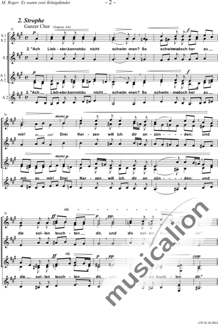 Reger, Max: Eran dos hijos del Rey - Coro>SSAATTBB:2