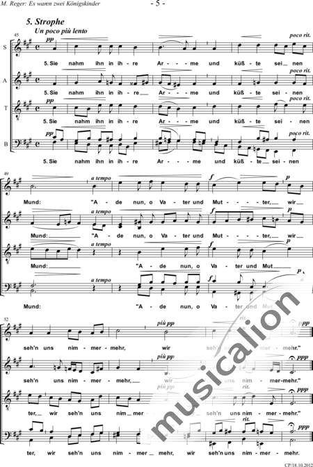 Reger, Max: Eran dos hijos del Rey - Coro>SSAATTBB:5