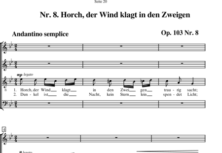 Brahms, Johannes: Horch, der Wind klagt in den Zweigen - Chor>SATB:0