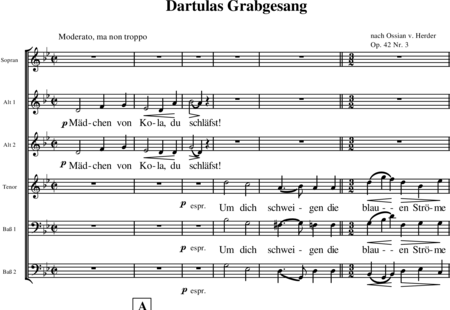Brahms, Johannes: Dartulas Grabgesang ("Mädchen von Kola, du schläfst") - Chor>SAATBB:0