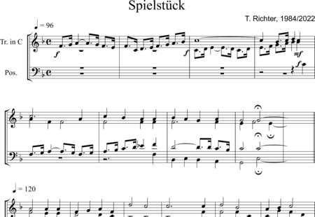 Richter-Arnoldi, Torsten: Spielstück für Bläserchor (Piece fo Brass Choir) - Trombone 2+Trumpet C 2:0