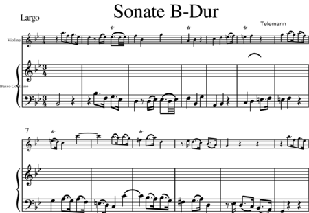 Telemann, Georg Philipp: Sonata in Bb Major - Violin+Piano:0