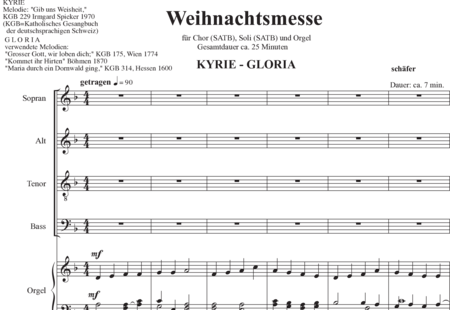 Schäfer, Martina: Weihnachtsmesse: Kyrie - Gloria - Solo>Sop/Alt/Ten/Bass+Chor>SATB+OrgmP:0