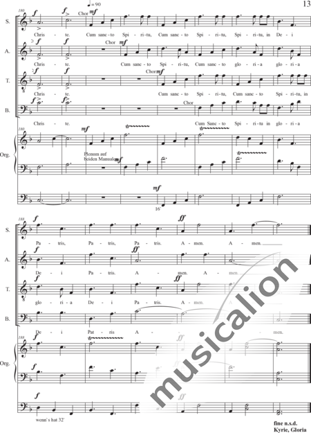 Schäfer, Martina: Weihnachtsmesse: Kyrie - Gloria - Solo>Sop/Alt/Ten/Bass+Chor>SATB+OrgmP:13