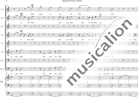 Schäfer, Martina: Deutsche Messe - Gloria - Solo>Sop/Alt/Ten/Bass+Chor>SATB+OrgmP:1