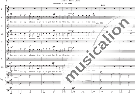 Schäfer, Martina: Deutsche Messe - Gloria - Solo>Sop/Alt/Ten/Bass+Chor>SATB+OrgmP:3