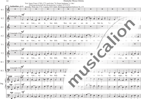 Schäfer, Martina: Deutsche Messe - Gloria - Solo>Sop/Alt/Ten/Bass+Chor>SATB+OrgmP:11