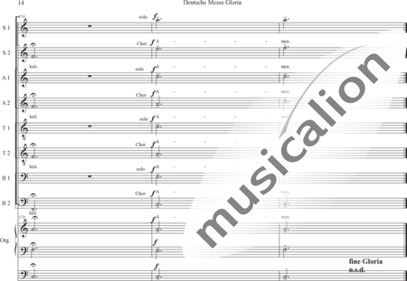 Schäfer, Martina: Deutsche Messe - Gloria - Solo>Sop/Alt/Ten/Bass+Chor>SATB+OrgmP:13