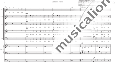 Schäfer, Martina: Deutsche Messe - Sanctus-Benedictus (German Mass - Sanctus-Benedictus) - Coro>SSATB+Órgano>cPed:3