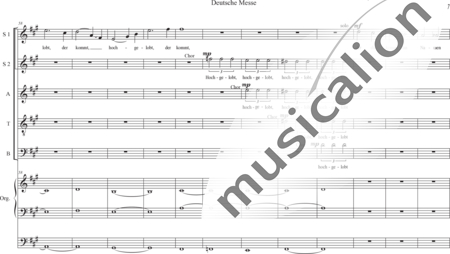Schäfer, Martina: Deutsche Messe - Sanctus-Benedictus (German Mass - Sanctus-Benedictus) - Coro>SSATB+Órgano>cPed:6