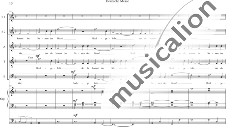 Schäfer, Martina: Deutsche Messe - Sanctus-Benedictus (German Mass - Sanctus-Benedictus) - Coro>SSATB+Órgano>cPed:9