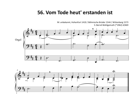 Anónimo, desconocido: Vom Tode heut' erstanden ist (Risen from the Dead Today) - Órgano>cPed:0