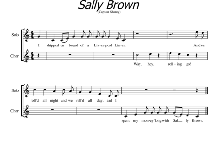 Anonymus, Unknown: Sally Brown - Solo>x+Choir>X:0