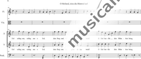 Anónimo, desconocido: Oh Saviour, Rive the Heavens - Coro>SA+Vla+Fl+Tp:7