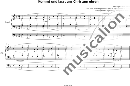 Reger, Max: Kommt und lasst uns Christum ehren (1) - Transkription für Orgel - Orgel>mPed:0