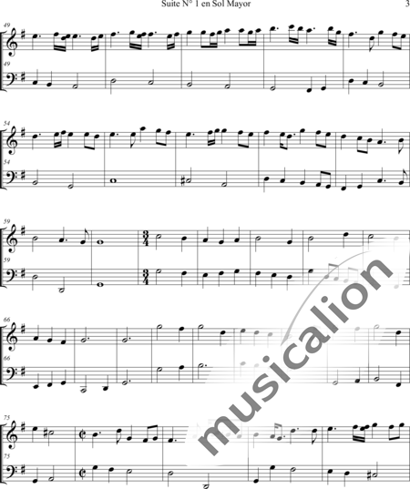 Danican Philidor, François: Suite Nr. 1, G-Dur (Suite No. 1, G-major) - Flute+Basso continuo:3
