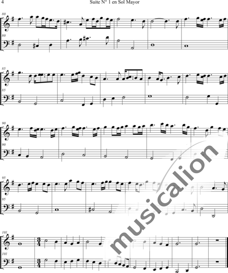 Danican Philidor, François: Suite Nr. 1, G-Dur (Suite No. 1, G-major) - Flute+Basso continuo:4