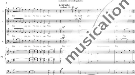 Anónimo, desconocido: A Ship is Coming, Laden - 1st - 7th Verses for Organ - Solo>sop/alto/Ten/bajo+Coro>SATB/SA+[Fl. dul4]+[Vl2]+[Tb]+OrgcP+[Fl]+[Trb+Trp+Cr]+[Fg]+[Cb+Vc+Vla]+[Clar+Ob]:1