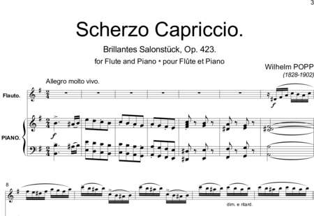 Popp, Wilhelm: Scherzo Capriccio.� Brillantes Salonstück - Flute C+Piano:0