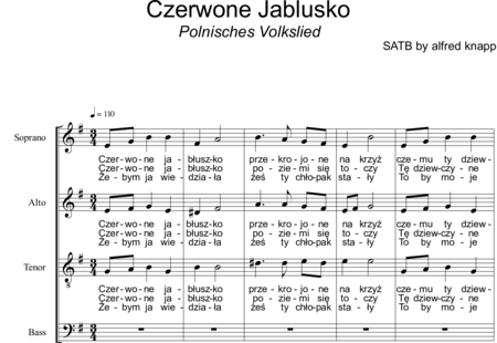 Anónimo, desconocido: Czerwone Jabłusko - Coro>SATB:0