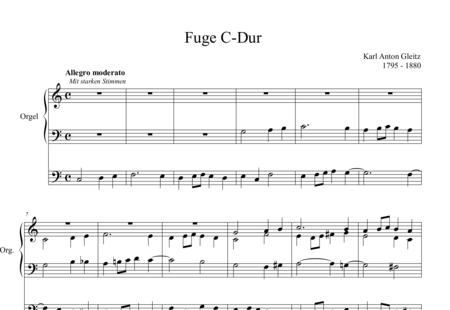 Gleitz, Carl Anton: Fuge C-Dur - Orgel>mPed:0