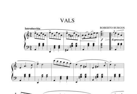 Burgos Muñoz, Roberto: Vals en La m - Piano:0