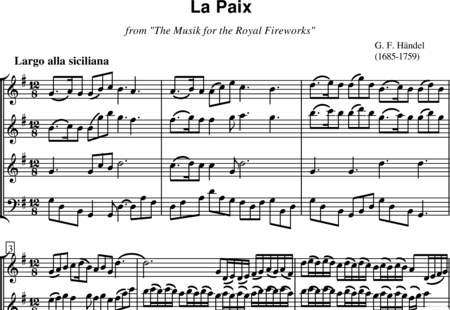 Händel, Georg Friedrich: La Paix aus "Music for the Royal Fireworks" ("Feuerwerksmusik") - Violine 2+Viola+Vc:0