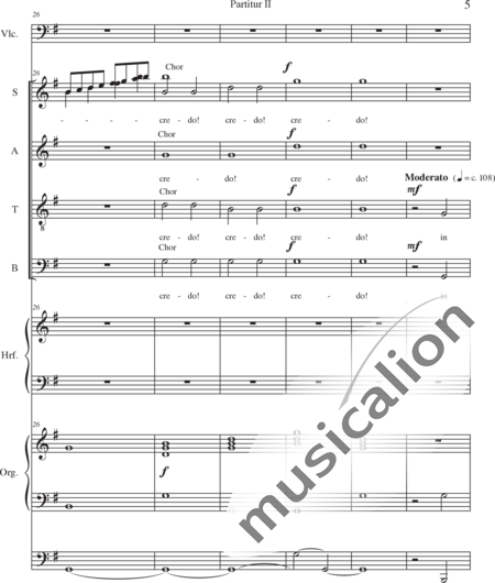 Schäfer, Martina: Missa historica, Credo- 1.Teil - Solo>Sop/Alt/Ten/Bass+Chor>SATB+Vc+Hf+OrgmP:5