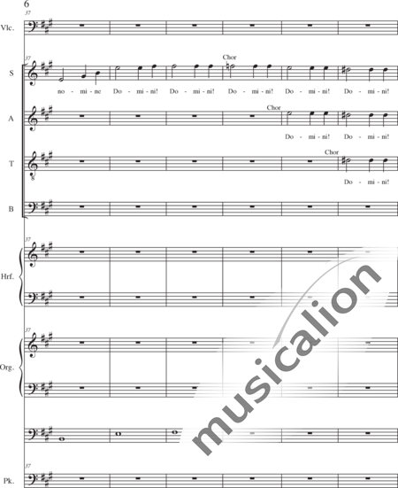 Schäfer, Martina: Missa historica, Sanctus - Solo>sop/alt/ten/bass+Choir>SATB+Vlc+Hp+Orgwp+Tmp:6