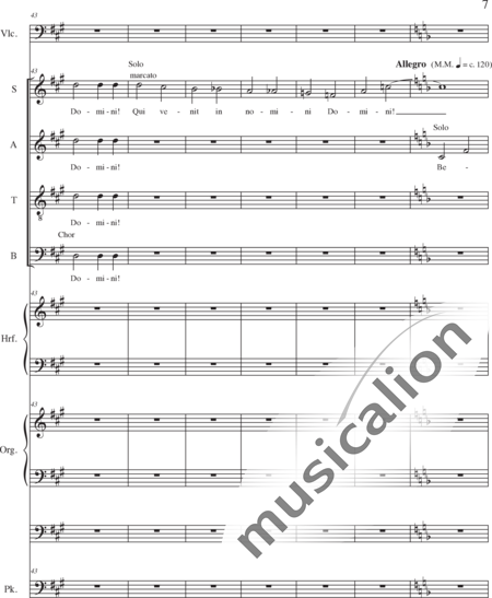 Schäfer, Martina: Missa historica, Sanctus - Solo>sop/alt/ten/bass+Choir>SATB+Vlc+Hp+Orgwp+Tmp:7