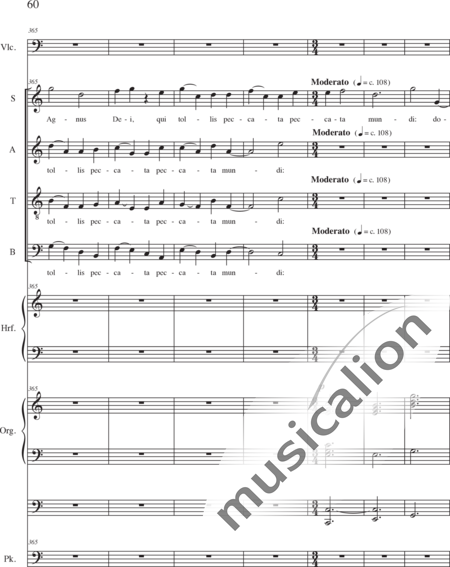 Schäfer, Martina: Missa historica, Sanctus - Solo>sop/alt/ten/bass+Choir>SATB+Vlc+Hp+Orgwp+Tmp:60