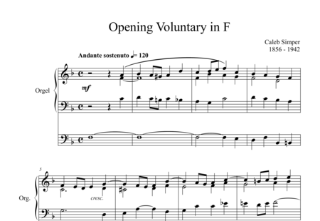 Simper, Caleb: Opening Voluntary in F - Órgano>cPed:0