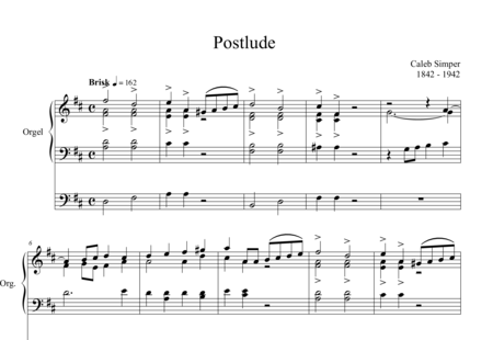 Simper, Caleb: Postlude D-major - Organ>wped:0