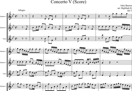 Baston, John : Concerto V - Flauta dulce 3:0