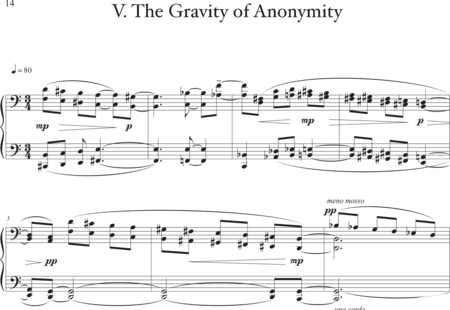 Lo, Yi-Ning: Neun Stücke für Klavier, 5. Satz: The Gravity of Anonymity - Klavier:0