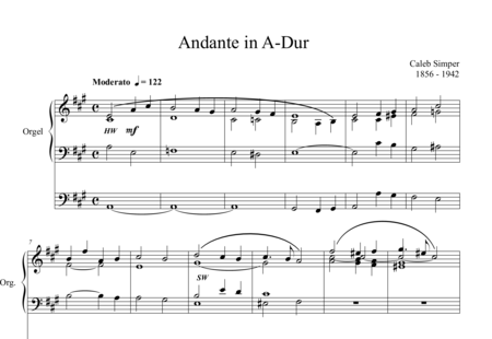 Simper, Caleb: Andante in A-Dur - Orgel>mPed:0