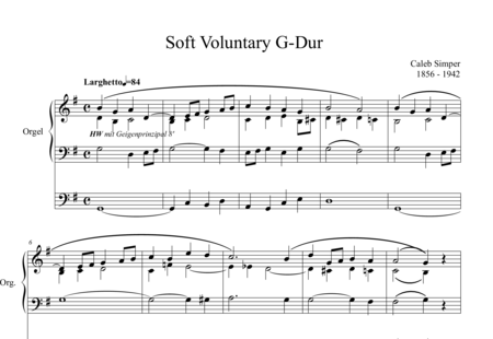 Simper, Caleb: Soft Voluntary G-Dur - Orgel>mPed:0