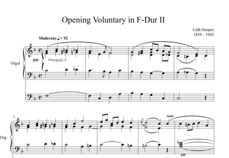 Simper, Caleb: Opening Voluntary in F-Dur II - Orgel>mPed:0