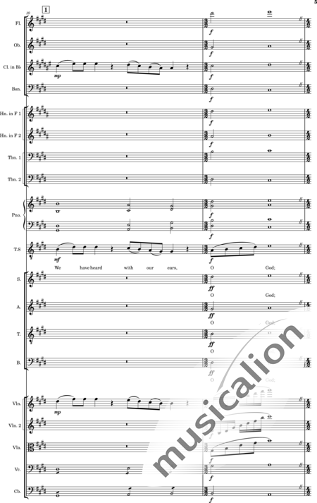 Ellison, William: Psalm 44 - Solo>Ten+Chor>SATB+Klarinette B+Fagott C+[Vl2]+[HnF2]+Kl+[Ob]+[Vla+Vc+Kb]+[Pos]+[Fl]:5