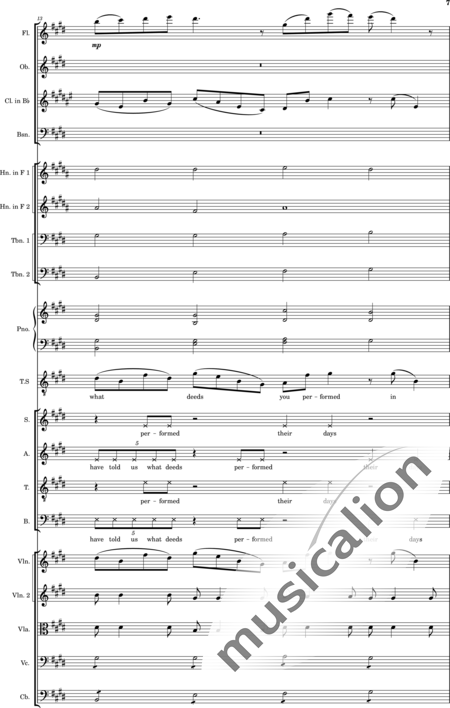 Ellison, William: Psalm 44 - Solo>Ten+Chor>SATB+Klarinette B+Fagott C+[Vl2]+[HnF2]+Kl+[Ob]+[Vla+Vc+Kb]+[Pos]+[Fl]:7