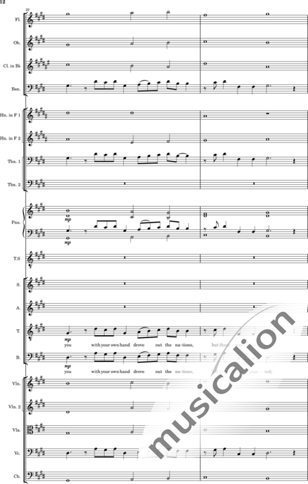 Ellison, William: Psalm 44 - Solo>Ten+Chor>SATB+Klarinette B+Fagott C+[Vl2]+[HnF2]+Kl+[Ob]+[Vla+Vc+Kb]+[Pos]+[Fl]:12
