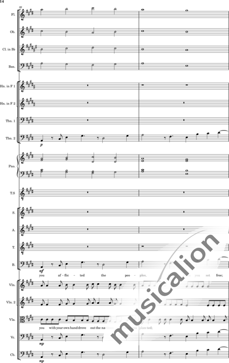 Ellison, William: Psalm 44 - Solo>Ten+Chor>SATB+Klarinette B+Fagott C+[Vl2]+[HnF2]+Kl+[Ob]+[Vla+Vc+Kb]+[Pos]+[Fl]:14