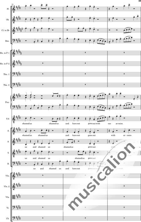 Ellison, William: Psalm 44 - Solo>Ten+Chor>SATB+Klarinette B+Fagott C+[Vl2]+[HnF2]+Kl+[Ob]+[Vla+Vc+Kb]+[Pos]+[Fl]:33
