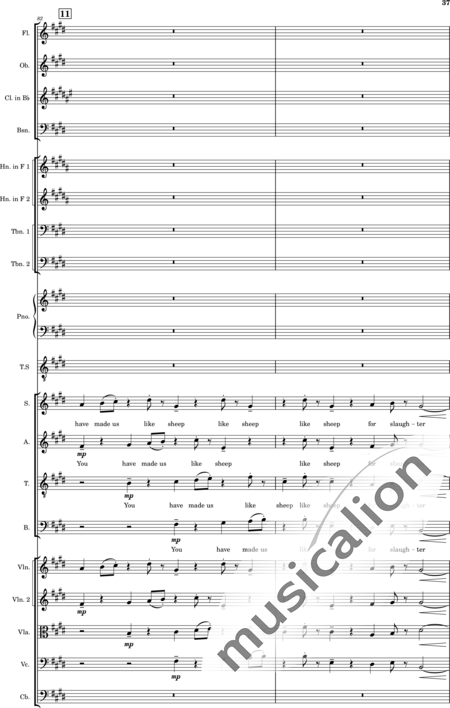 Ellison, William: Psalm 44 - Solo>Ten+Chor>SATB+Klarinette B+Fagott C+[Vl2]+[HnF2]+Kl+[Ob]+[Vla+Vc+Kb]+[Pos]+[Fl]:37