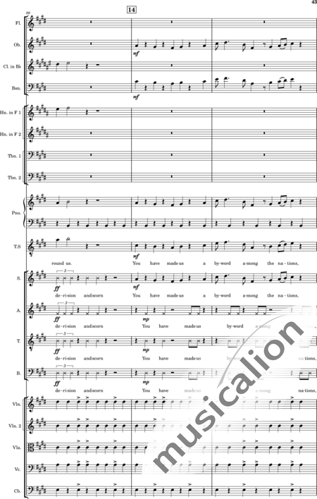 Ellison, William: Psalm 44 - Solo>Ten+Chor>SATB+Klarinette B+Fagott C+[Vl2]+[HnF2]+Kl+[Ob]+[Vla+Vc+Kb]+[Pos]+[Fl]:43