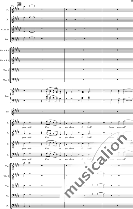 Ellison, William: Psalm 44 - Solo>Ten+Chor>SATB+Klarinette B+Fagott C+[Vl2]+[HnF2]+Kl+[Ob]+[Vla+Vc+Kb]+[Pos]+[Fl]:63